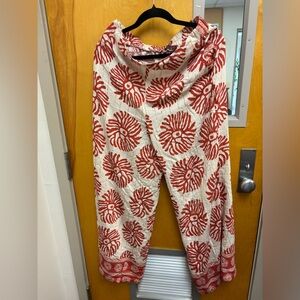 Lulumari Red Floral Medallion Wide-Leg Pants